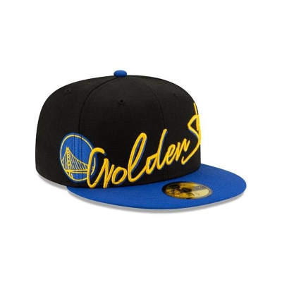 Golden State Warriors Gorra | New Era NBA Cursive 59fifty Fitted Cap Mexico - Negros
